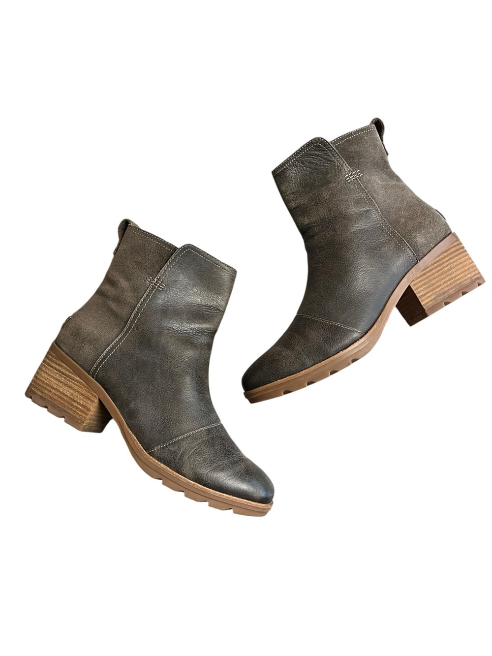 Sorel Cate Bootie Women’s Size 10 Major Gray Olive Leather Waterproof Ankle Boot